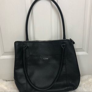 Lodis Black Leather Tote